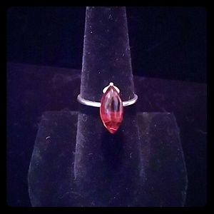 MARQUIS AMBER STERLING SILVER RING